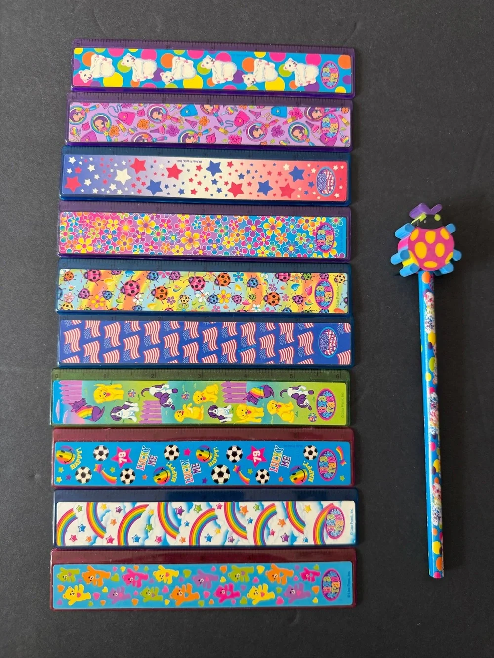 Lisa Frank 6 inch rulers and pencil